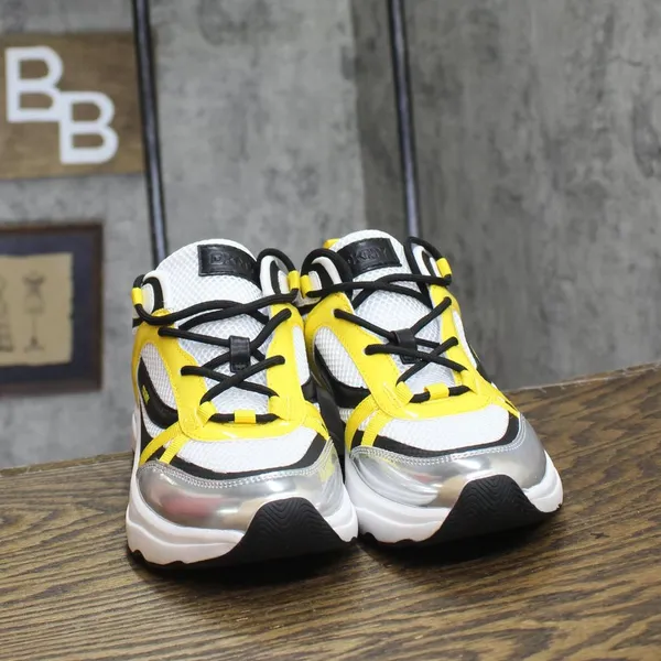 DKNY Womens Juna Lace-Up Running Sneakers K2476994 White / Black / Yellow 7.5M - Image 3