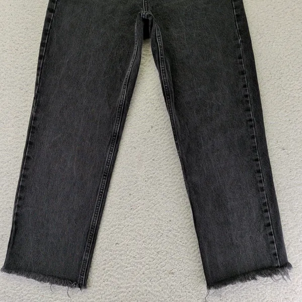 BDG Urban Outfitters Pax High Rise‎ Straight Jeans Washed Black Raw Hem W28 L32 - Image 4