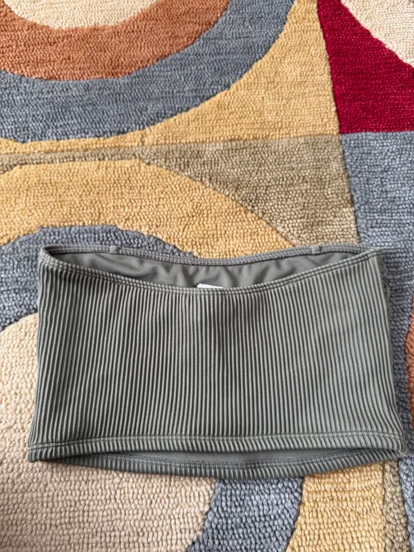 Abercrombie & Fitch Olive Green Strapless Bandeau Swim Bikini Top Un-Padded S - Image 3
