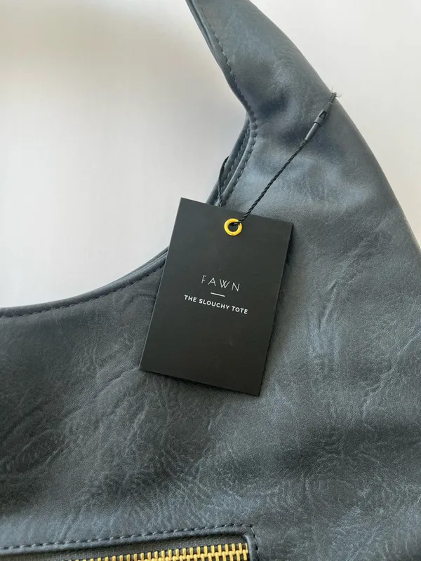 Fawn Slouchy Tote Shoulder Bag Faux Leather Bag Grey NEW NWT - Image 5