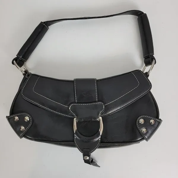 Vintage Aldo Womens Shoulder Bag 11" x 5" Black Leather Y2K Studded Snap Closure - Image 16