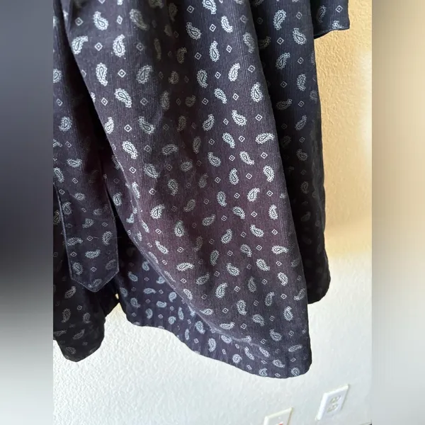Brooks Brothers Dress Womens Black Paisley Corduroy Belted Button Front Size S - Image 5