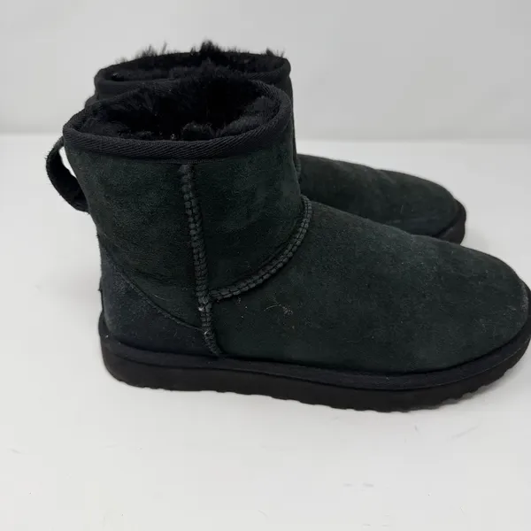 UGG Classic Mini II Suede Shearling Ankle Boot Black Women Size 7 - Image 5