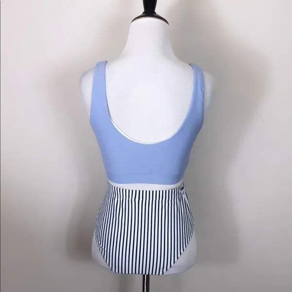 Blue Purple Bikini Set High Waist Striped Bottom Padded Swimwear M NWT - Image 14