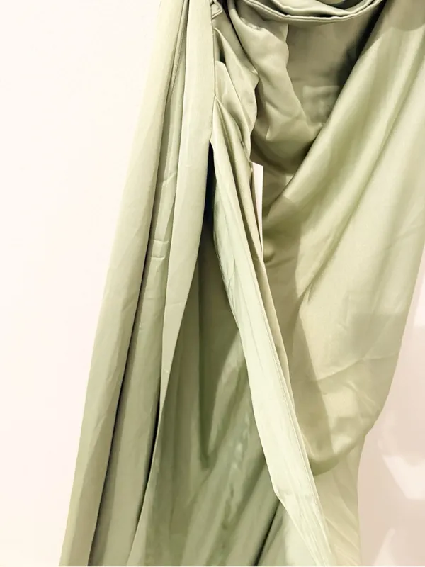 NWT Miss Circle Holly Basil Crystallized Corset Slit Satin Gown Maxi Sz Medium * - Image 8
