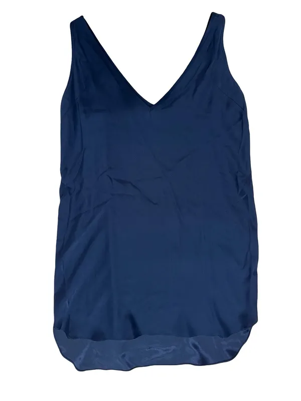 Amanda Uprichard Women’s Size M Navy Blue V-Neck Silk Mini Tank Dress - Image 3