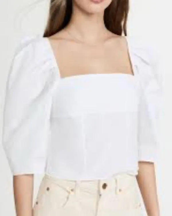 Vince White Square Neck Blouse Size 8 - Image 2