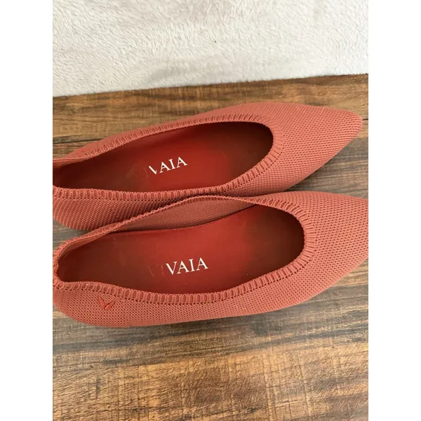 Vivaia Pointed Toe Ballet Flats Womens 5 EU 35.5 Red Walking Knit Ballet - Image 3