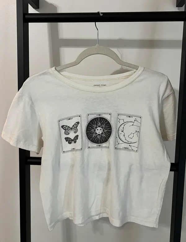 Sweet Lilac Butterfly Sun & Moon Tee - Image 2