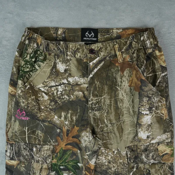 Realtree Edge Camo Cargo Pants Womens Medium Brown Pink Logo Hunting Gorpcore - Image 3