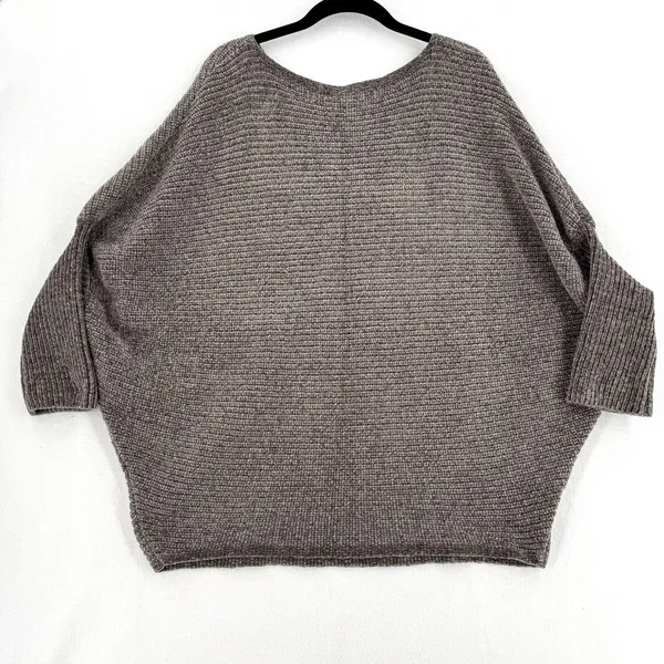 Favlux Chenille Sweater Women L Taupe Brown Oversized Dolman Batwing Cozy Chic - Image 2