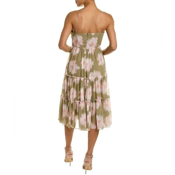 NWT Sachin & Babi Dalia Midi Dress Tiered Floral Chiffon Green Size 6 - Image 2