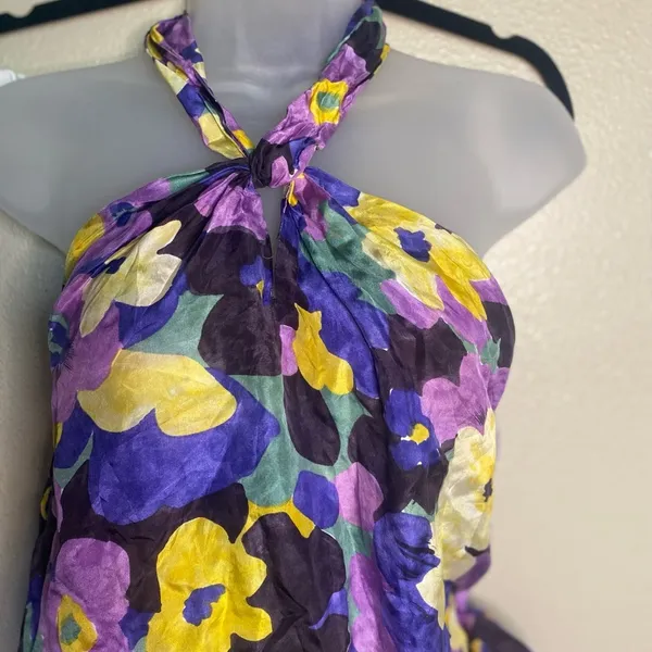 fairy y2k whimsical office Floral Halter 100% Silk size :‎ Medium - Image 10