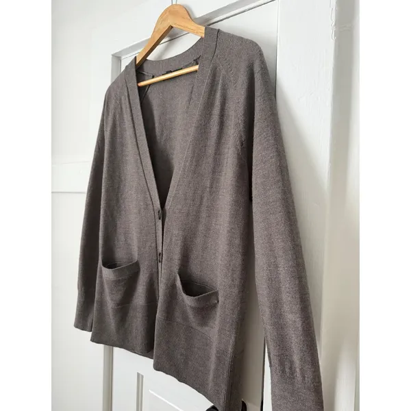 Banana Republic Wool Womens Taupe Brown V-Neck Button Front Pocket Cardigan - Image 11