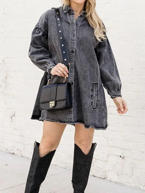 Pink Lily Gray Denim Mini Dress - Image 3