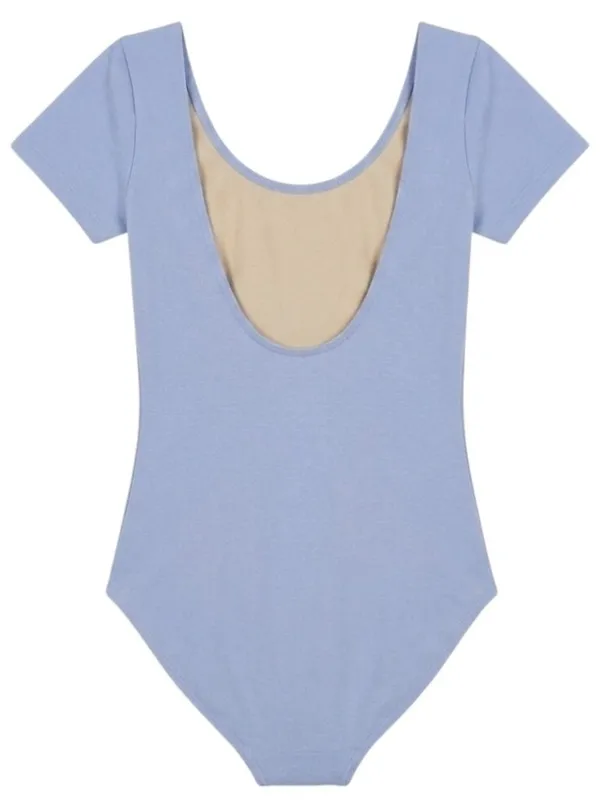 Eurotard Adult S Short Sleeve Light Blue Leotard Bodysuit Lined Cotton Dance - Image 3