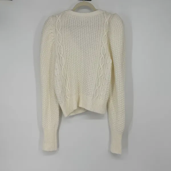 Abercrombie & Fitch Cable Knit Cardigan Sweater Cream V Neck Size‎ L - Image 2