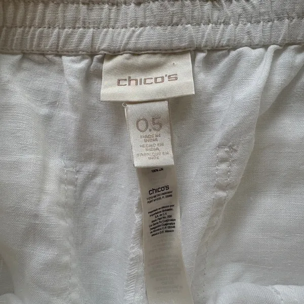 Chico's Linen Wide Leg Pants Women 0.5 White Elastic Waist Pockets Casual - Image 5