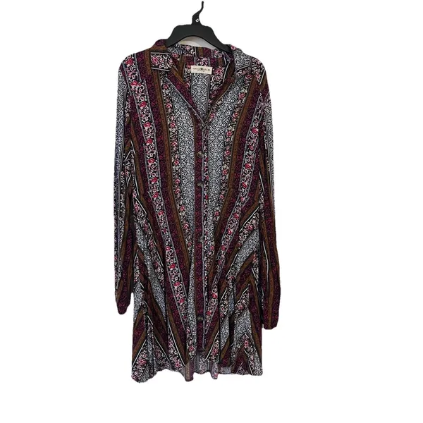 Natural Life Ansley Woven Tunic Shirt Dress Multicolor Stripe Size XS Boho - Image 3