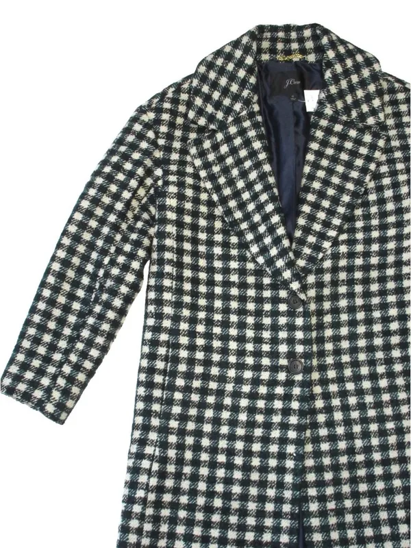NWT J.Crew Oversized Topcoat in Ivory Black Green Check Tweed Wool Coat 0 $375 - Image 5