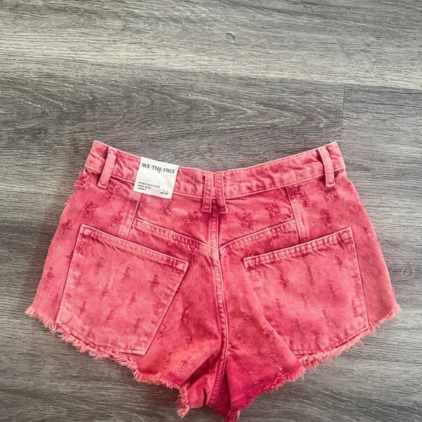 We The Free Pink Mixed Motions High Rise Shorts Size 26 Denim Textured - Image 3