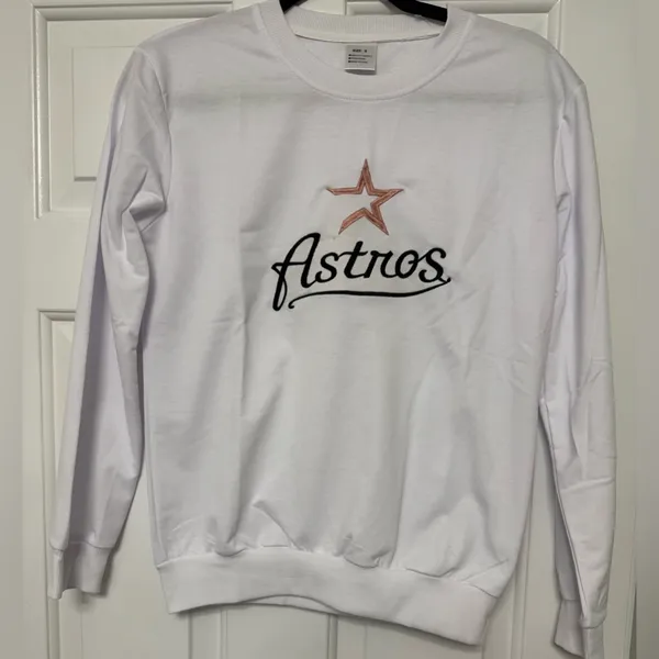 Houston Astros White Lightweight Baseball Sweater Mens Small BNWT MLB Tee - Image 7