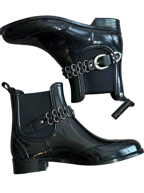 Henry Ferrera Survivor 100 Patent Ankle Rain Boots Western Buckle Wingtip 7 - Image 5