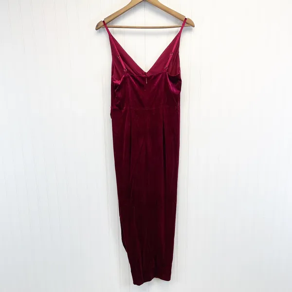 NEW Yumi Kim Womens M Felicity V-neck Midi Velvet Formal‎ Dress Wine Burgundy - Image 4