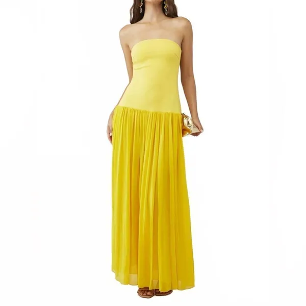 NWT Elliatt Yellow Drop Waist Maxi Gown Dress Size XS - Image 4