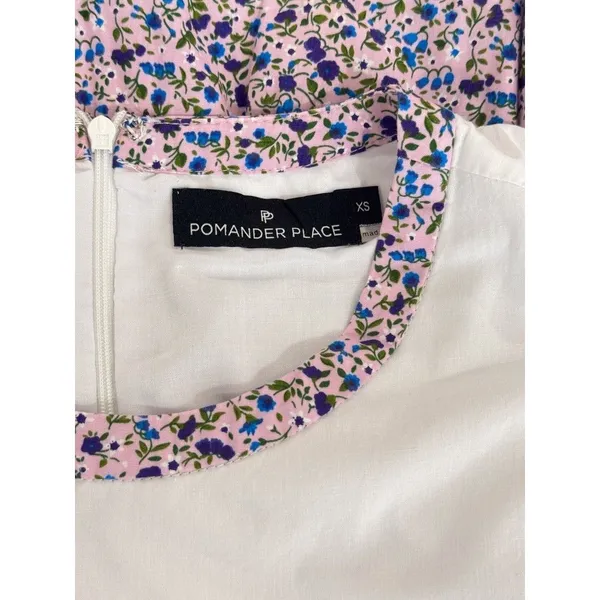 Tuckernuck Pomander Place Mini Dress White Floral Tiered Fran Puff Sleeve XS - Image 4