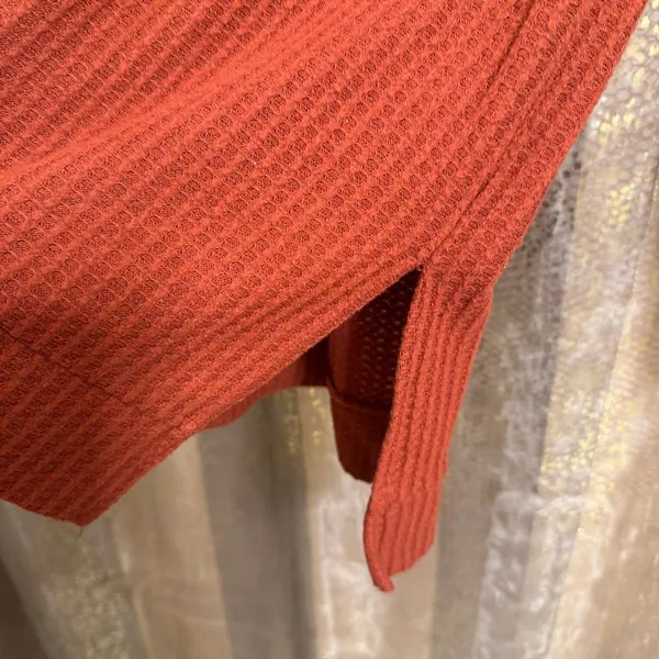 Zenana Burnt Orange Waffle Knit Long Relaxed V Neck Tunic Top Med/Large - Image 4