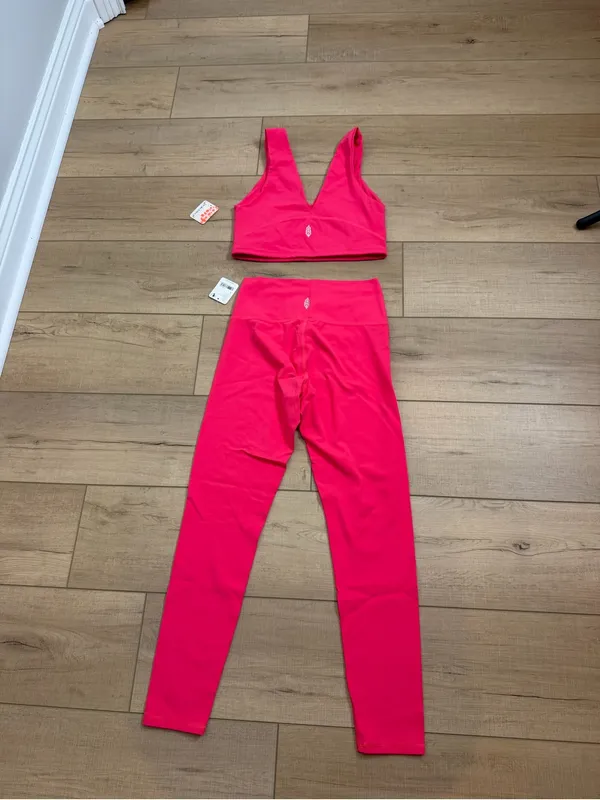 Free People Movement Never Better Crop Leggings Set Small Electric Sunset NWT - Image 4