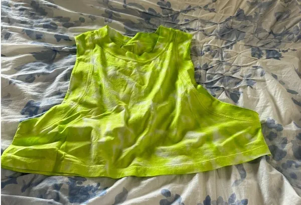 NWOT Lululemon All Yours Cropped Tank Neon Yellow/Green and White - Image 3