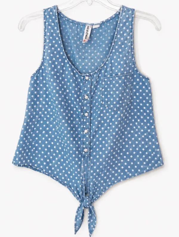 Mimi Chica Polka Dot Tie Top, Size Medium - Image 8