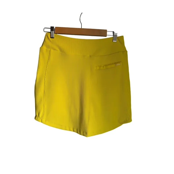 SwingDish Yellow Golf Skort Skirt Shorts Size Small Stretch Athletic Pockets - Image 3