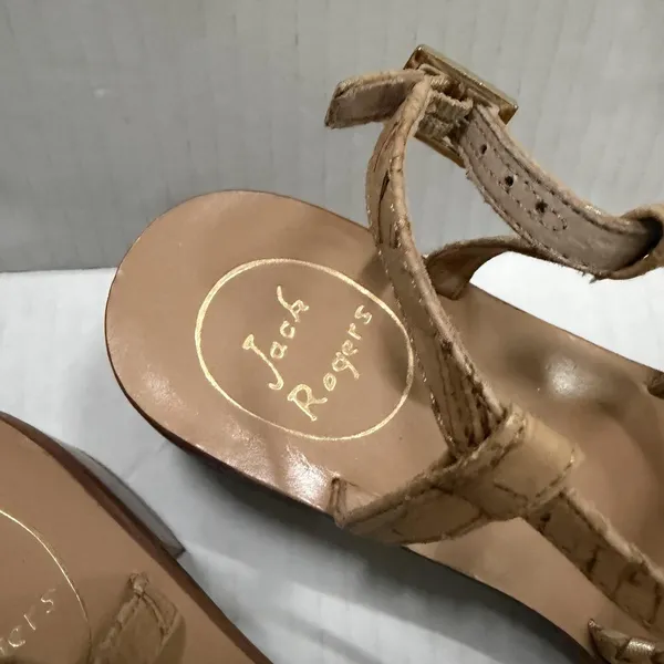 Jack Rogers Shoes Womens Size 9 Beige Cork Thong Sandals Medallion Block Heel - Image 2