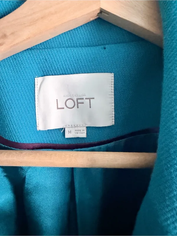 LOFT Bright Turquoise Double-Breasted Peacoat - Image 3
