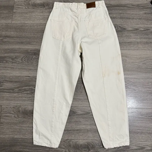 Zara The Petit Women Off White‎ Tapered High Rise Relaxed Fit Boho Jeans Size 6 - Image 6