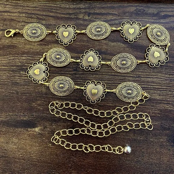 Gold Y2K Heart Oval Concho Waist Chain Belt, Fits 23.5-43 Inches, X7GA1300 - Image 6