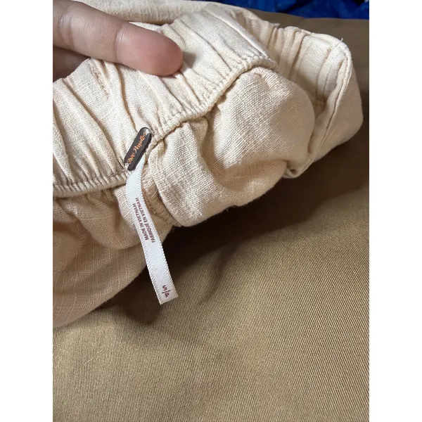 Free People Day’s End Linen Pull On Wide Leg Pants Women’s Medium Beige - Image 3