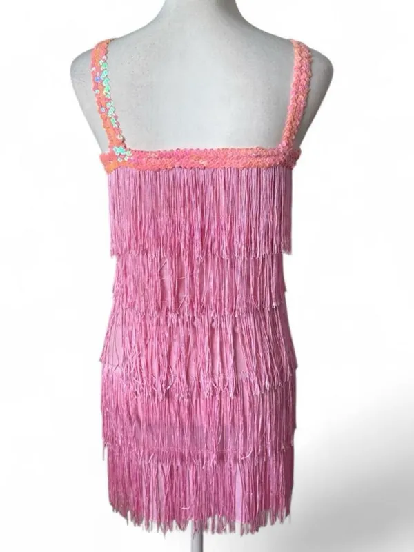 Pink Fringe Flapper Dress - Image 4