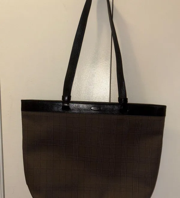 Elegant Black and Brown Women's Tote Bag for office plaid - Image 4