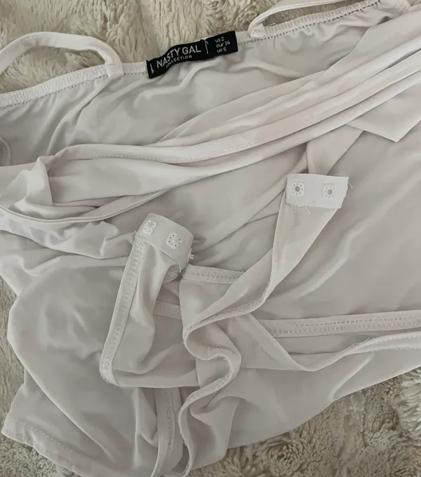 Nasty Gal Slinky Cowl Neck Bodysuit White - Image 4