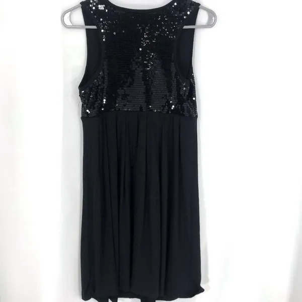 Romeo & Juliet LBD Couture Black Sequin Empire Style Shift Dress - Image 3