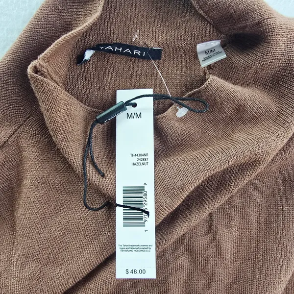 Tahari NWT Womens Mock Neck‎ Sleeveless Knit Sweater Top Hazelnut Brown Medium - Image 5