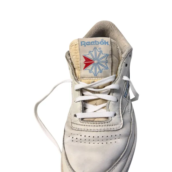 Reebok Women’s Club C 85 Chalk/Sky Blue Leather Sneakers Sz 8 38.5 Well Worn - Image 5