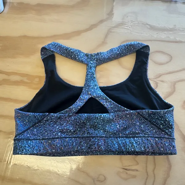 Lululemon Energy Bra Blue Purple Multi Color Pixel Print Racerback Size 8 - Image 2