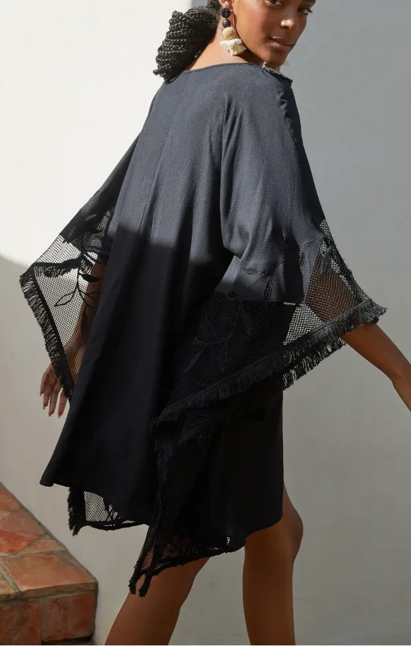 Embroidered Kimono Style Dress/ Cover-Up, Size XS/S - Image 4