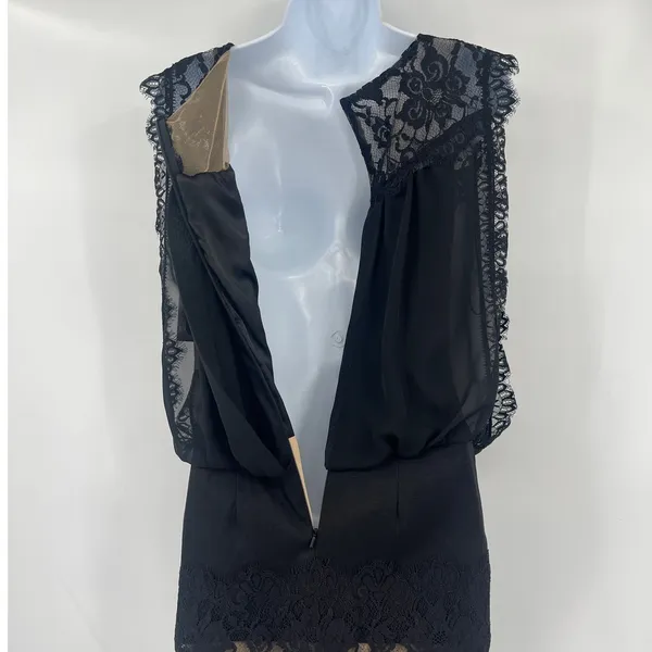 Vtg Jessica McClintock 90s Lace Drop Waist Dress Sz 8 Whimsigoth Dark Coquette - Image 9