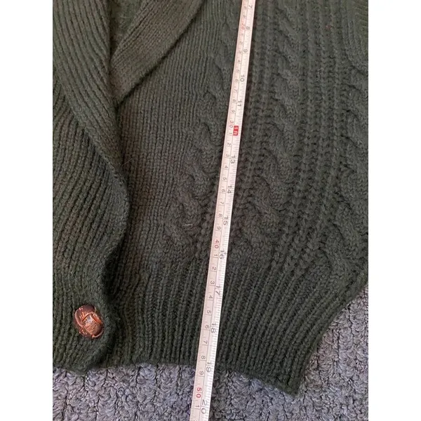 Vintage JH Collectibles Wool Dark Green Shawl Collar Knit Blouse M - Image 9